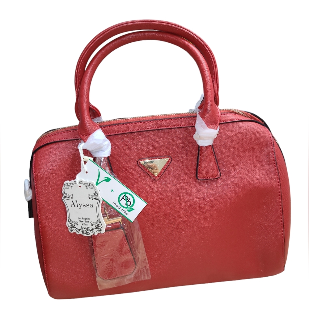 ALYSSA LOS ANGELES NEW YORK MILAN TOTE BAG PURSE RED VEGAN LEATHER NEW MOBWIFE